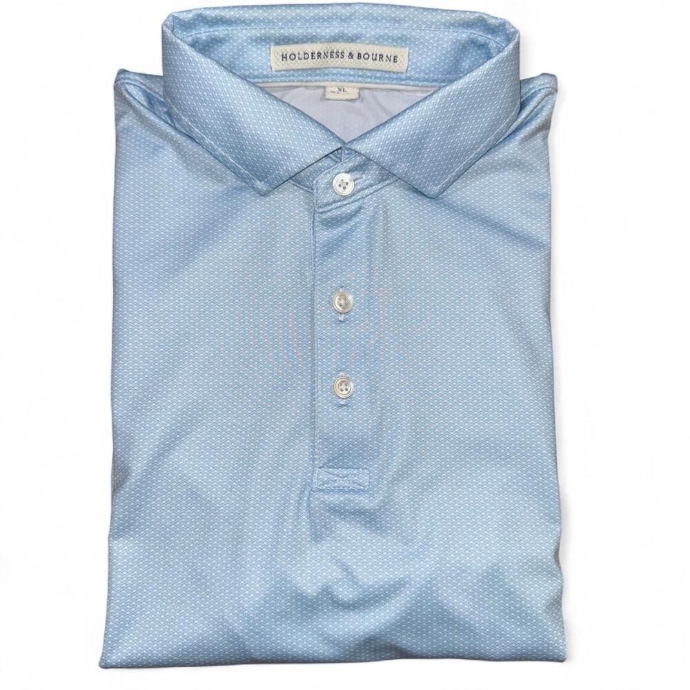 Holderness & Bourne The Patton Windsor Performance Golf Polo Men's XL Light Blue